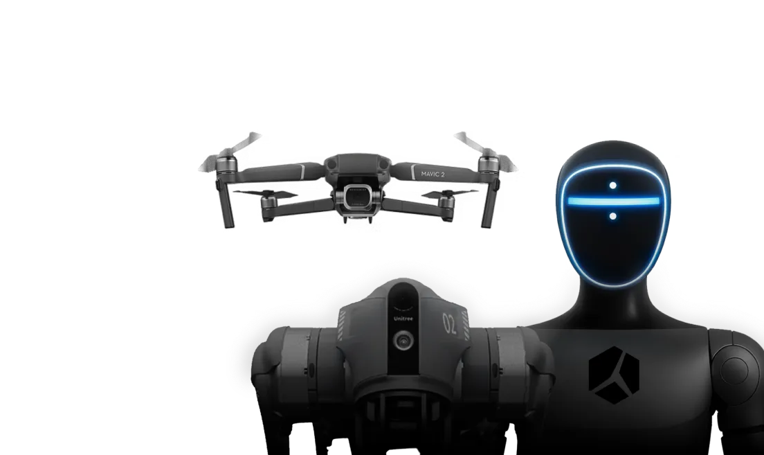 Robot cuadrúpedo frente a un fondo oscuro